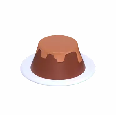 3D Chocolate Pudding On A Plate 3D Graphic