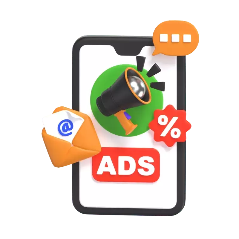 Mobile Marketing 3D Graphic