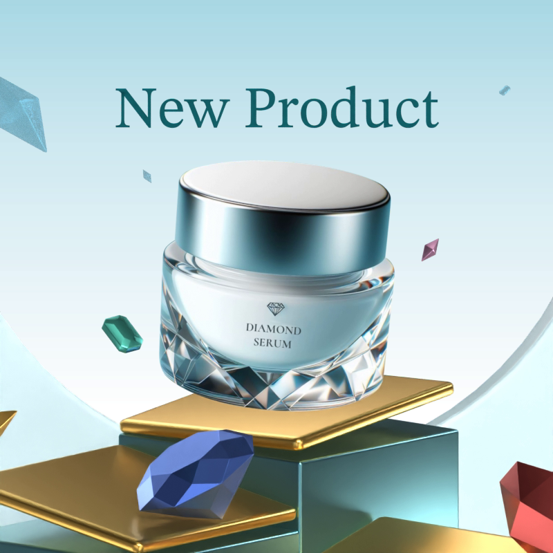 Shiny Podium with Diamonds Around and A Beauty Product 3D Template 3D Template