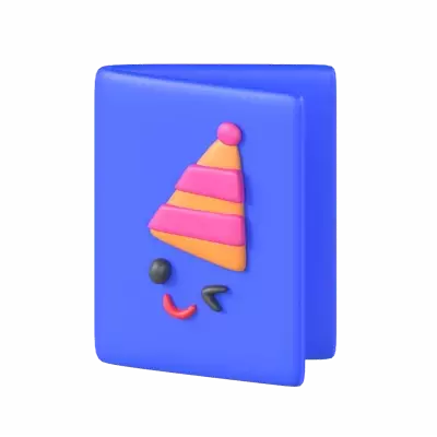 3D Invitation Card With Winking Face & Birthday Hat 3D Graphic