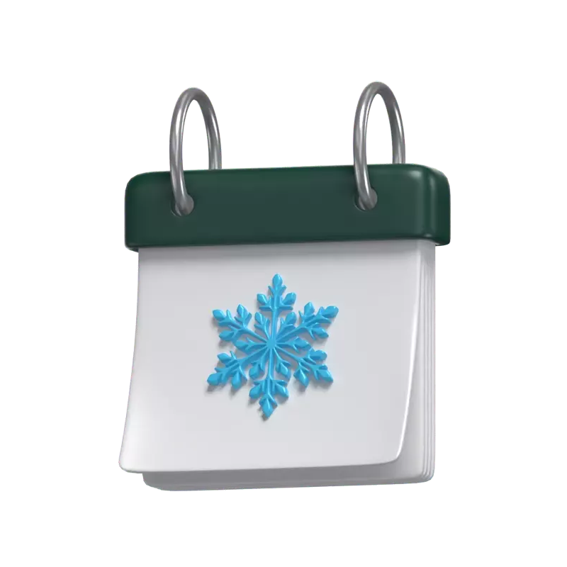 Winter Calendar With A Snowflake On It 3D Model 3D Graphic