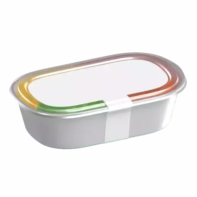3D Rectangle Food Container With Sticker Label 3D Graphic