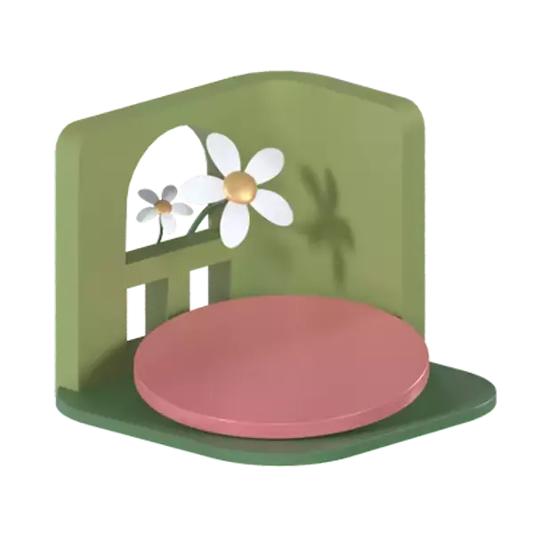 Podium Wall And Flower 3D Graphic