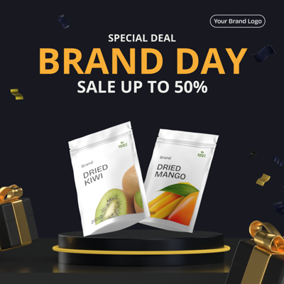 Black Friday Dark Golden Neon Glowing Podium With A Lot Of Gold Gift Boxes And Golden Confetti 3D Template