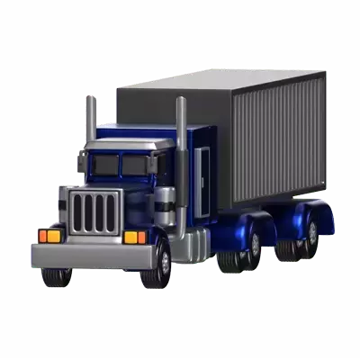 3D Blue Cargo Truck Model Efficient Freight Hauling 3D Graphic