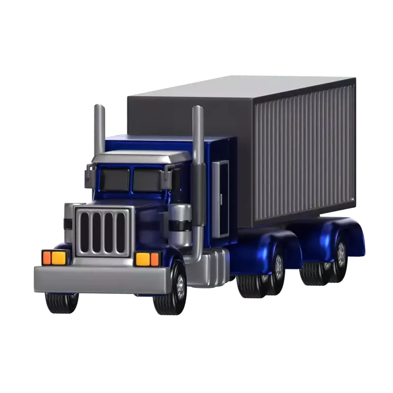 3D Blue Cargo Truck Model Efficient Freight Hauling 3D Graphic