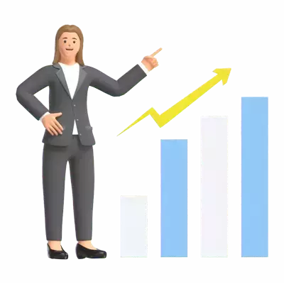 Saleswoman Pointing Chart 3D Illustration
