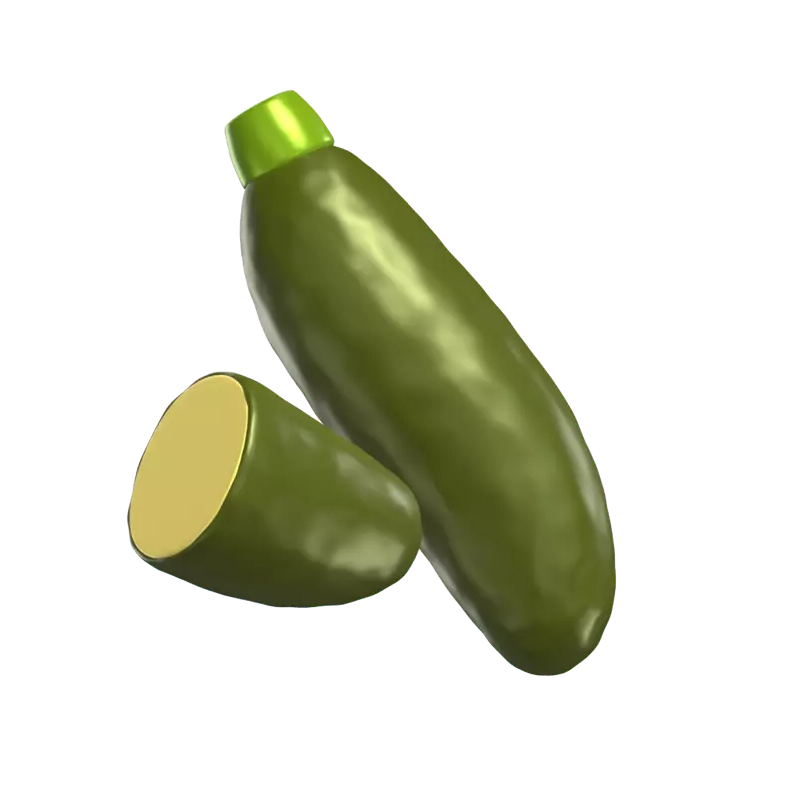 Two 3D Zucchini Models And Sliced 3D Graphic