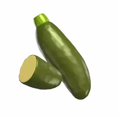 Two 3D Zucchini Models And Sliced 3D Graphic