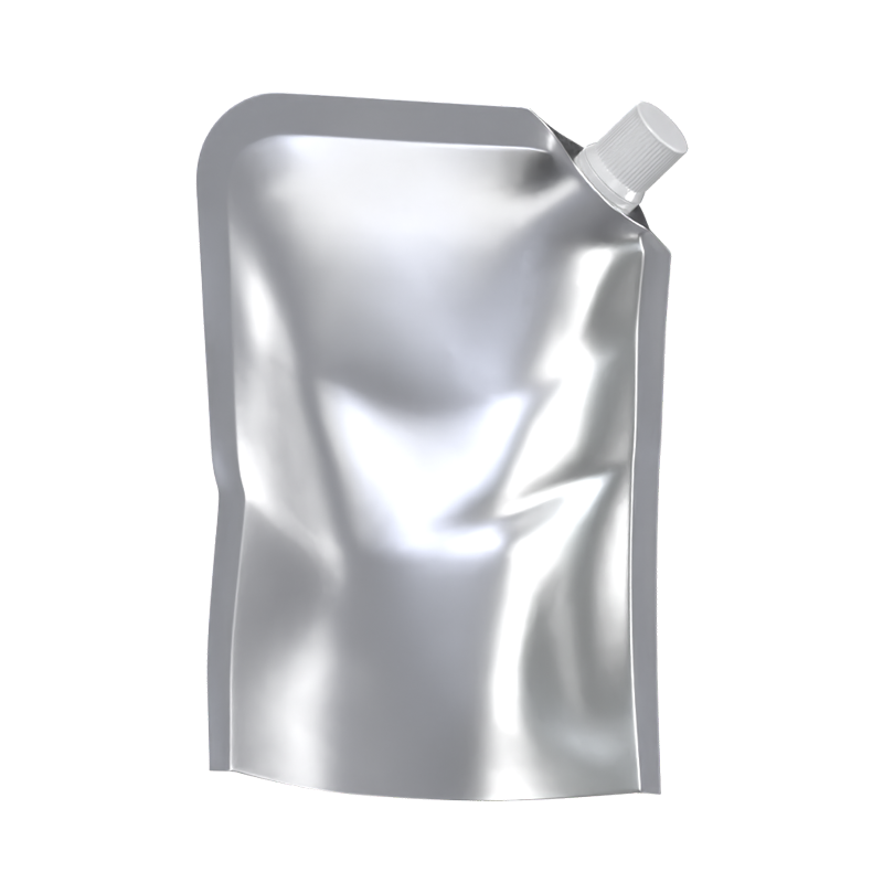 3D Aluminiumfolie Beutel Tasche mit Kappe auf Ecke und abgerundeten Rand 3D Graphic