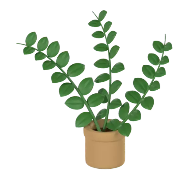 Tropical Leaves With Pot 3D Graphic