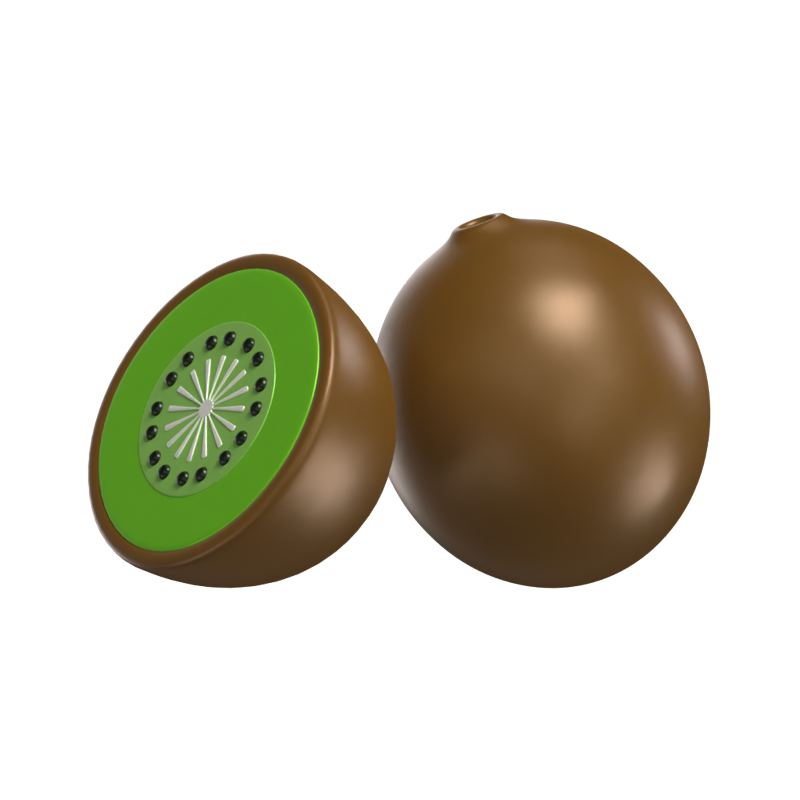 Tangy Kiwi 3D Model Whole Fruit With A Sliced One 3D Graphic