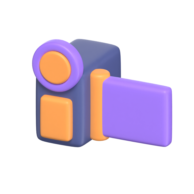 Vintage Handy Cam 3D Icon Model With A Monitor 3D Graphic
