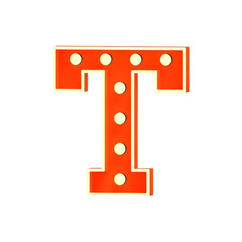 T Letter 3D Shape Marquee Lights Text 3D Graphic