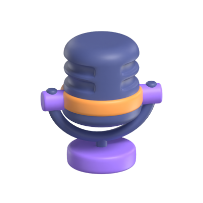3D Standing Microphone Icon Model 3D Graphic