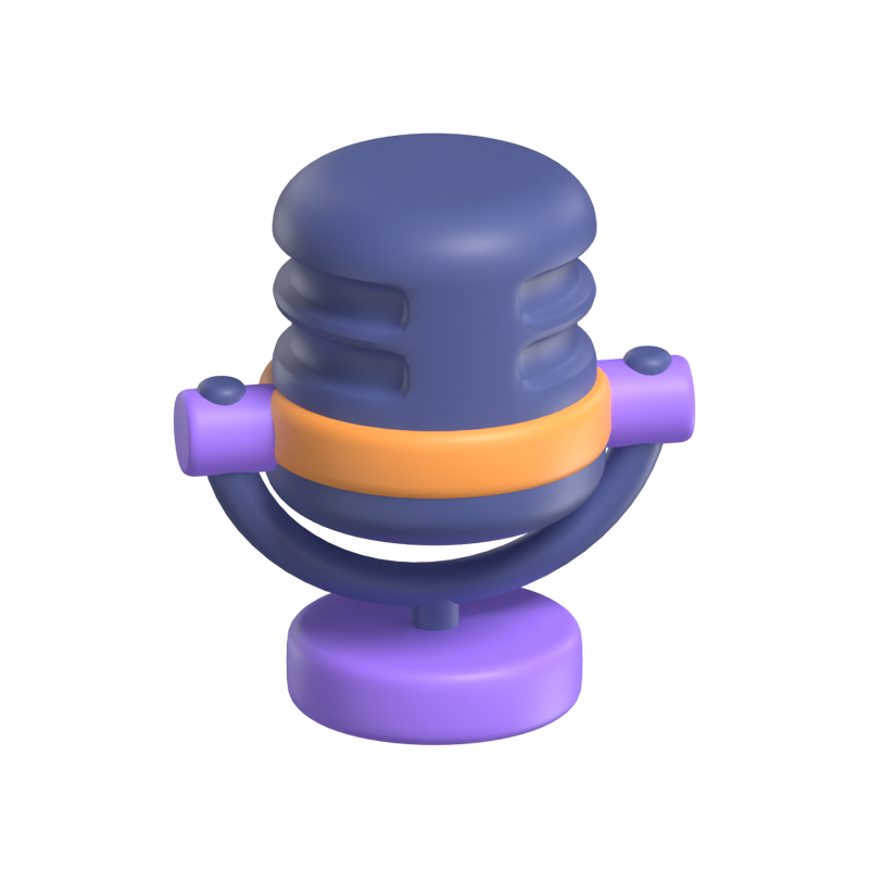 3D Standing Microphone Icon Model 3D Graphic