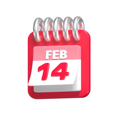 Calendar 3D Illustration For Valentine's Day 3D Graphic