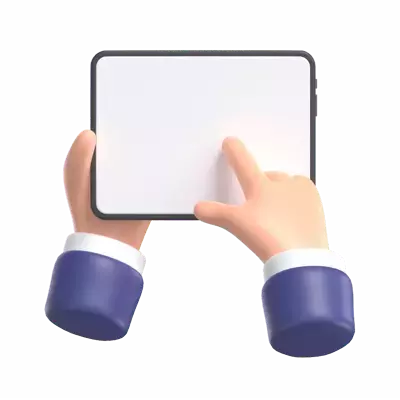 Finger Tapping On Tablet Screen 3D Graphic