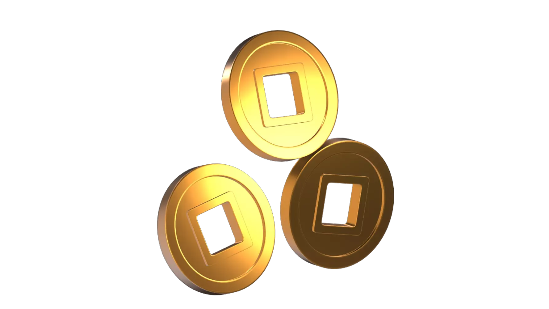 Chinese Gold Coin 3D Graphic