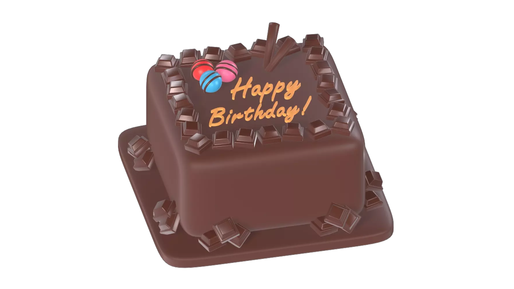 Birthday Chocolate Cake 3D Graphic