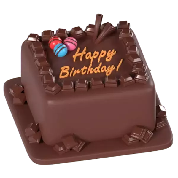 Birthday Chocolate Cake 3D Graphic