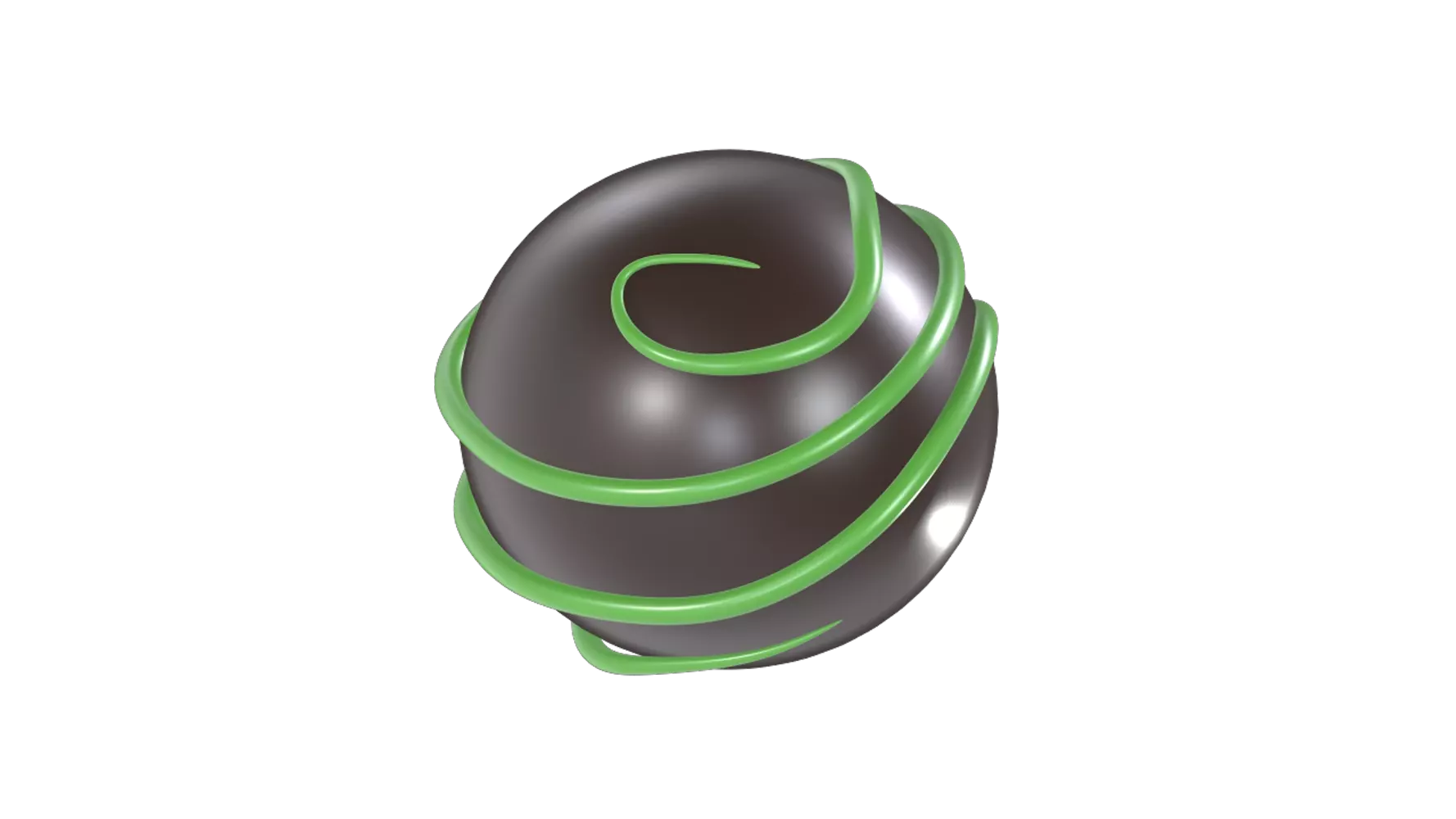 Chocolate Ball With Matcha Cream 3D Graphic