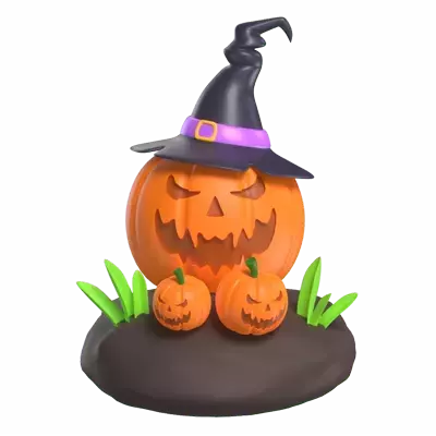 Set Halloween Pumpkin 3D Graphic