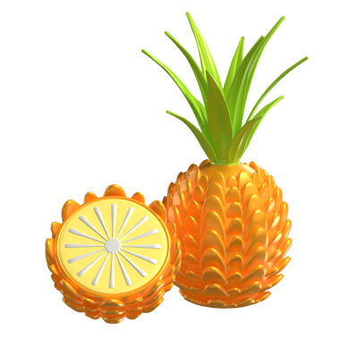 3D Pineapple Model Fruit With Pulp Exposed 3D Graphic