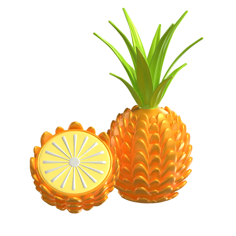 3D Pineapple Model Fruit With Pulp Exposed 3D Graphic