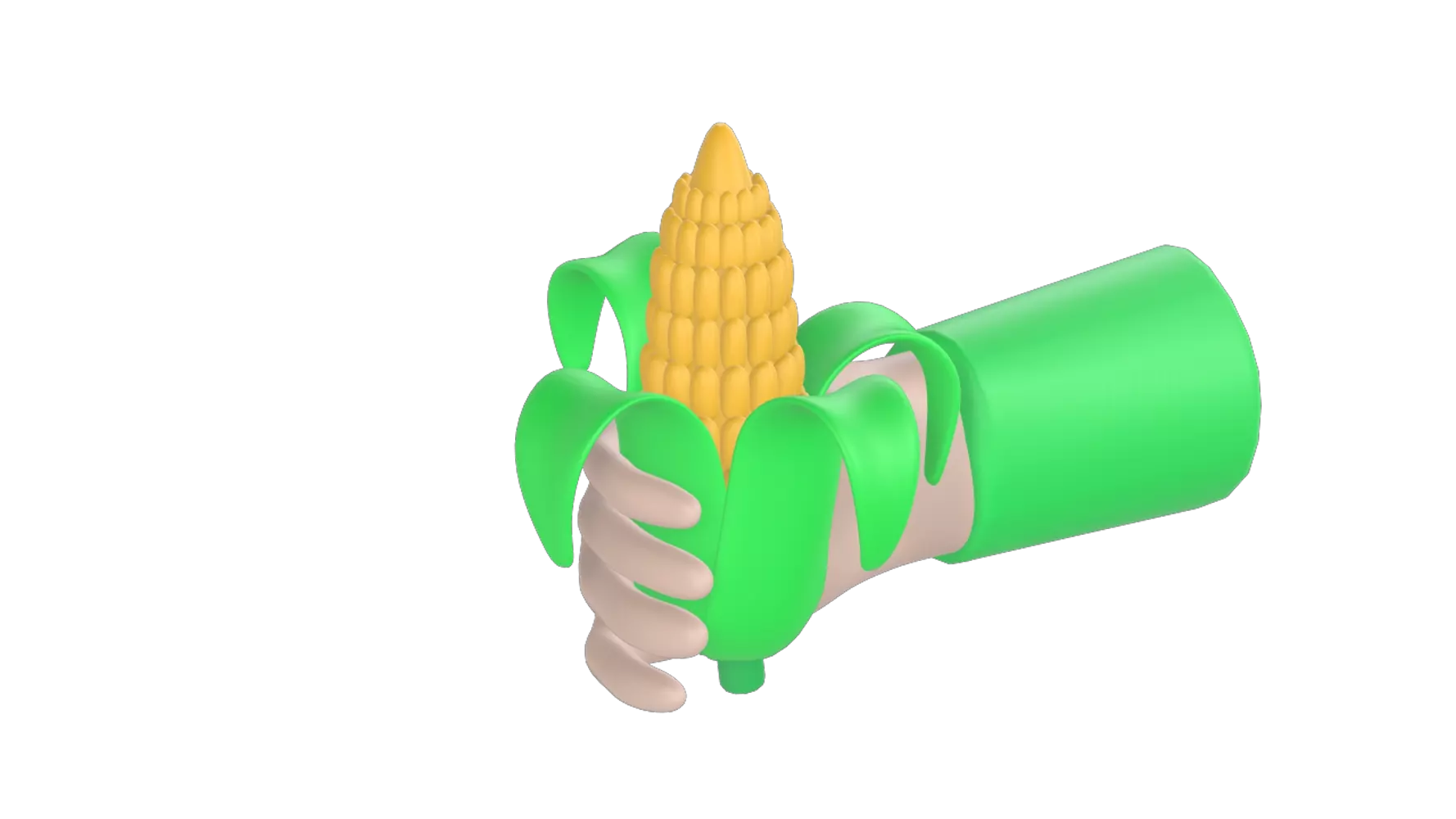 Hand Holding Corn 3D Graphic