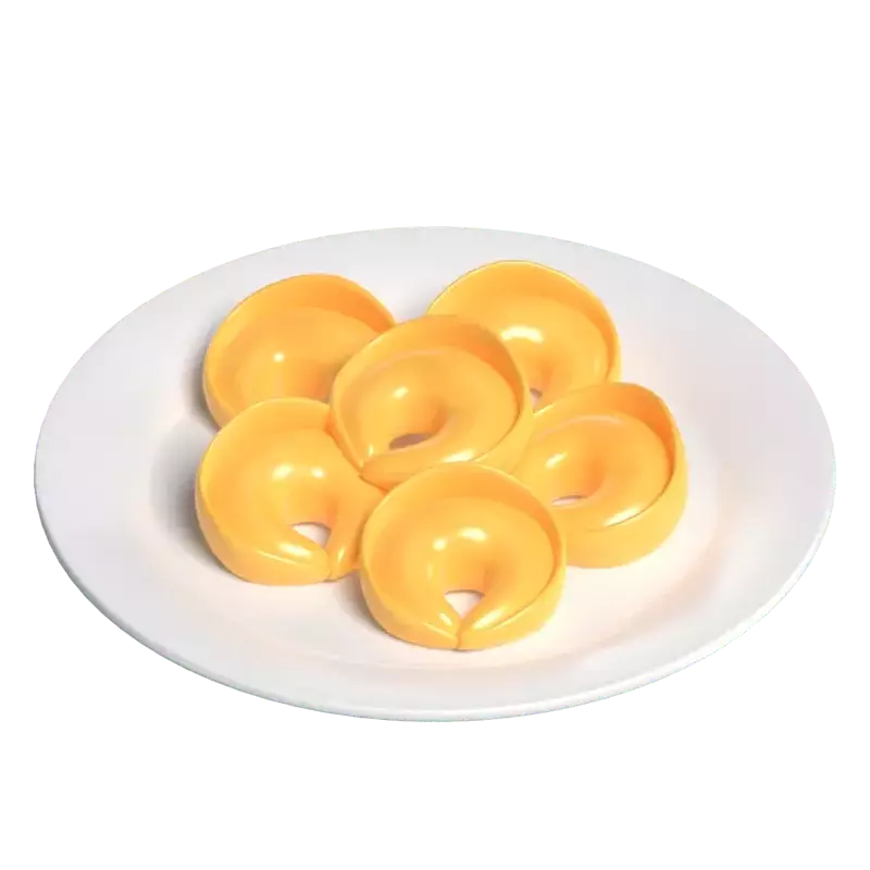 Visão 3D de tortellini em um prato 3D Graphic