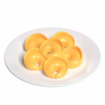 3D View Of Tortellini On A Plate 3D Graphic