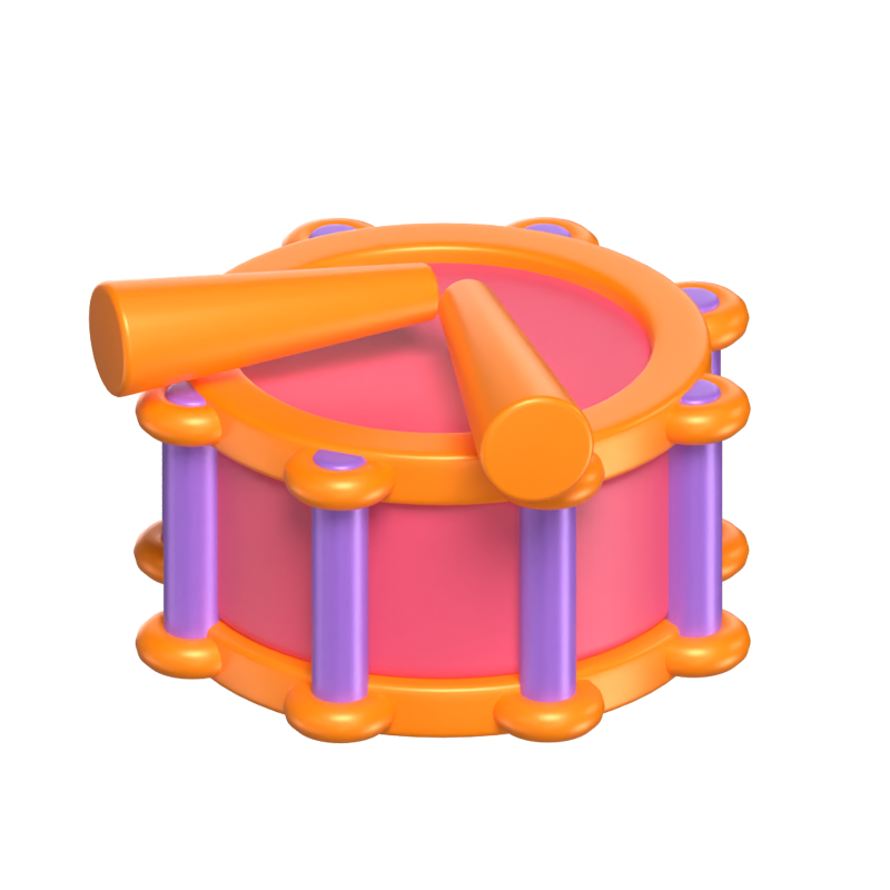 3D Carnival Drum With Sticks 3D Graphic