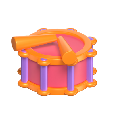 3D Carnival Drum With Sticks 3D Graphic