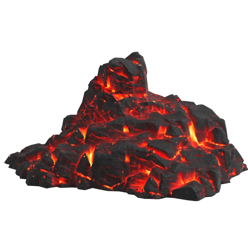 Volcanic Rock 3D Model With Lava Flow Glowing 3D Graphic