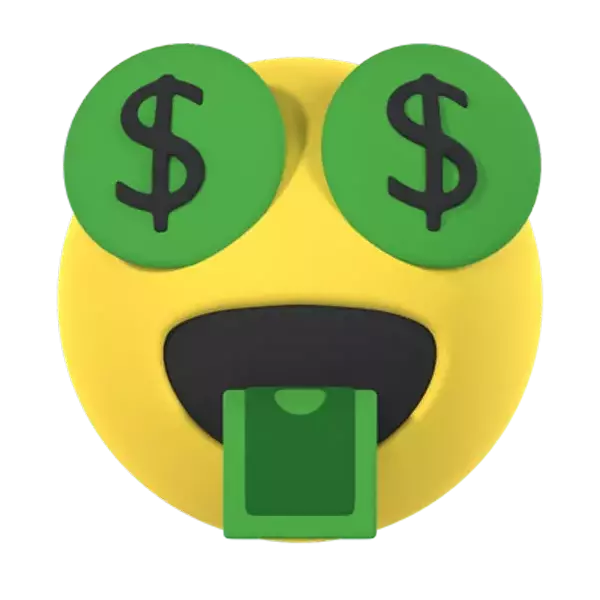 Money-Mouth Face 3D Graphic
