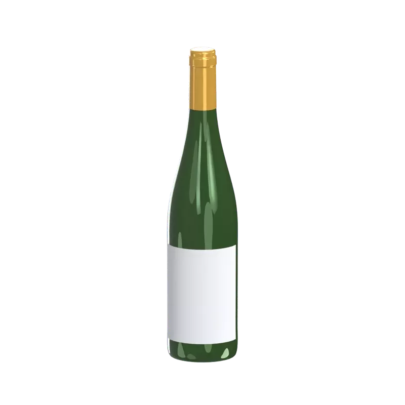 3D Wein Grüne Flasche und goldene Kappe