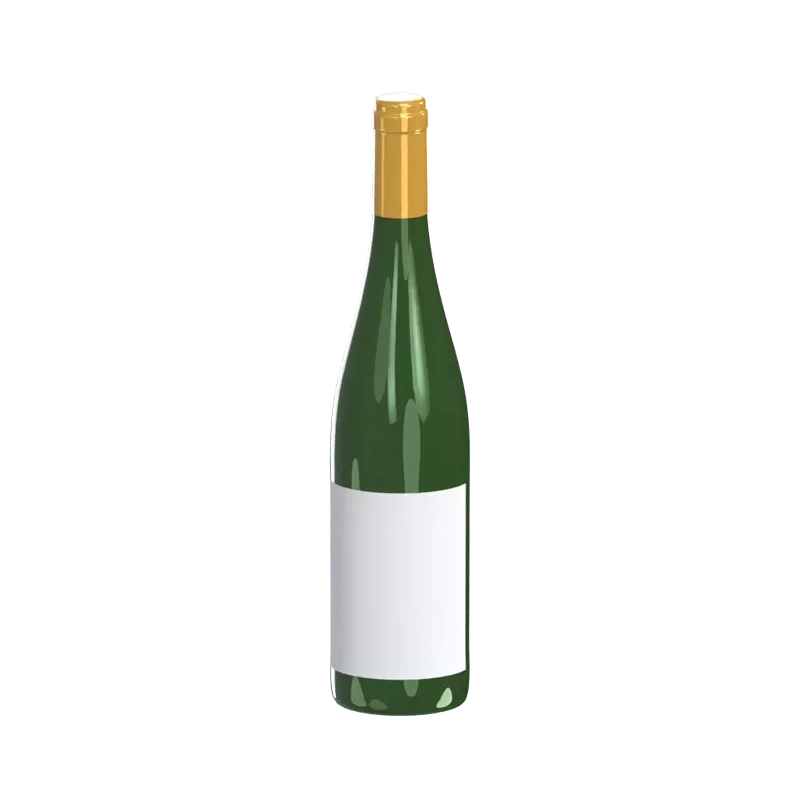 3D Wine Green Bottle And Golden Cap 3D Graphic