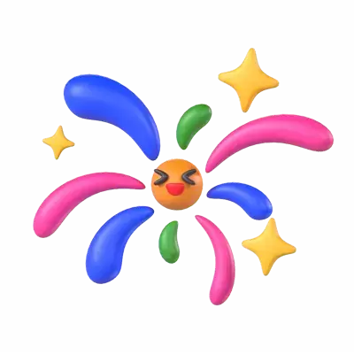 3D Firework Model With Amused Face 3D Graphic