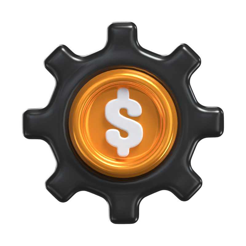 3D Coin In Gear Model A Visualization Of The Financial Process 3D Graphic