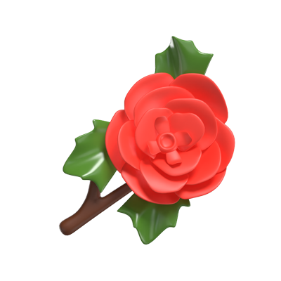 3D Begonia Cute Red Vibrant Floral Elegance 3D Graphic
