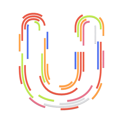 U Letter 3D Shape Stripe Text 3D Graphic