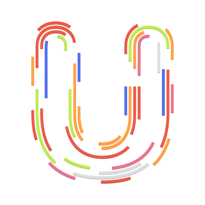 U Letter 3D Shape Stripe Text 3D Graphic