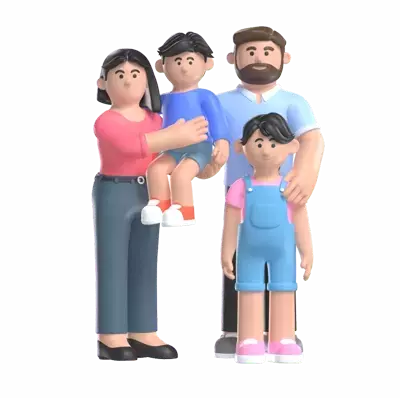 Family Posing 3D Illustration