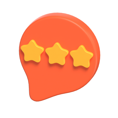 3D Customer Ratings Illustrated With Three Stars On A Bubble 3D Graphic