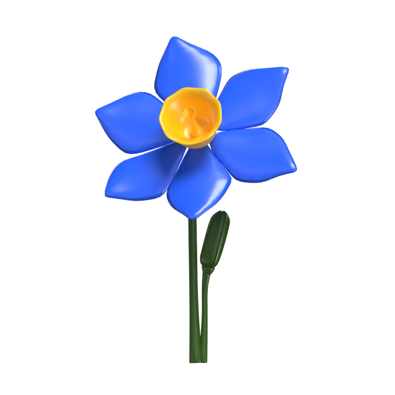 3D Columbine Cute With Bud Graciosa Elegancia Floral 3D Graphic